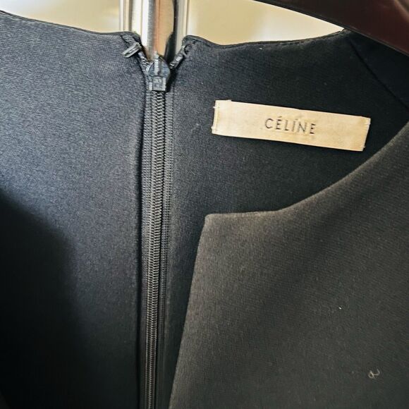 CELINE Phoebe Philo Peplum Black Mini Dress Empire Waist 40 US M/8 Crepe - Picture 12 of 12
